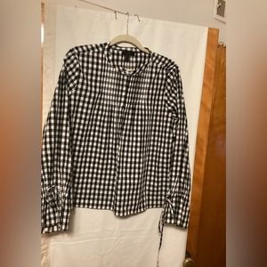 J.Crew  Black and white gingham preppy ,school girl  blouse Sz L